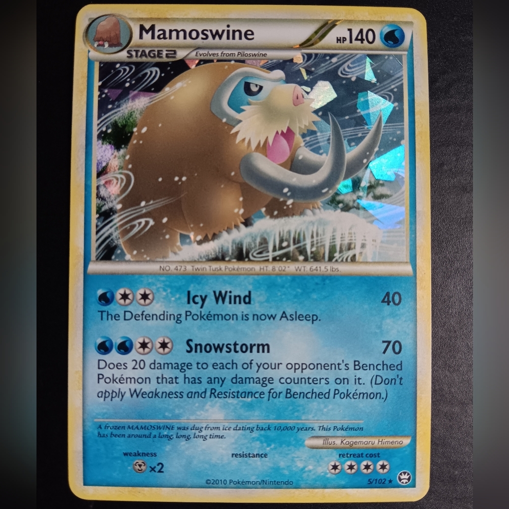 Mamoswine Pokemon Card - HGSS Triumphant Set - 5/102 Rare Holo Cracked Ice
